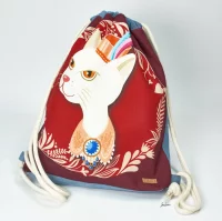 Turnbeutel "Katzenbande" weinrot